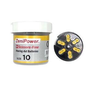 ZeniPower MF Batteries in Scissor-Free Jar, size 10 (10 cards of 6 batteries)