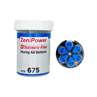 ZeniPower MF Batteries in Scissor-Free Jar, size 675 (10 cards of 6 batteries)